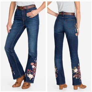Johnny Was Jesse Embroidered Bootcut Jeans Size 28 Dark Indigo Floral Boho